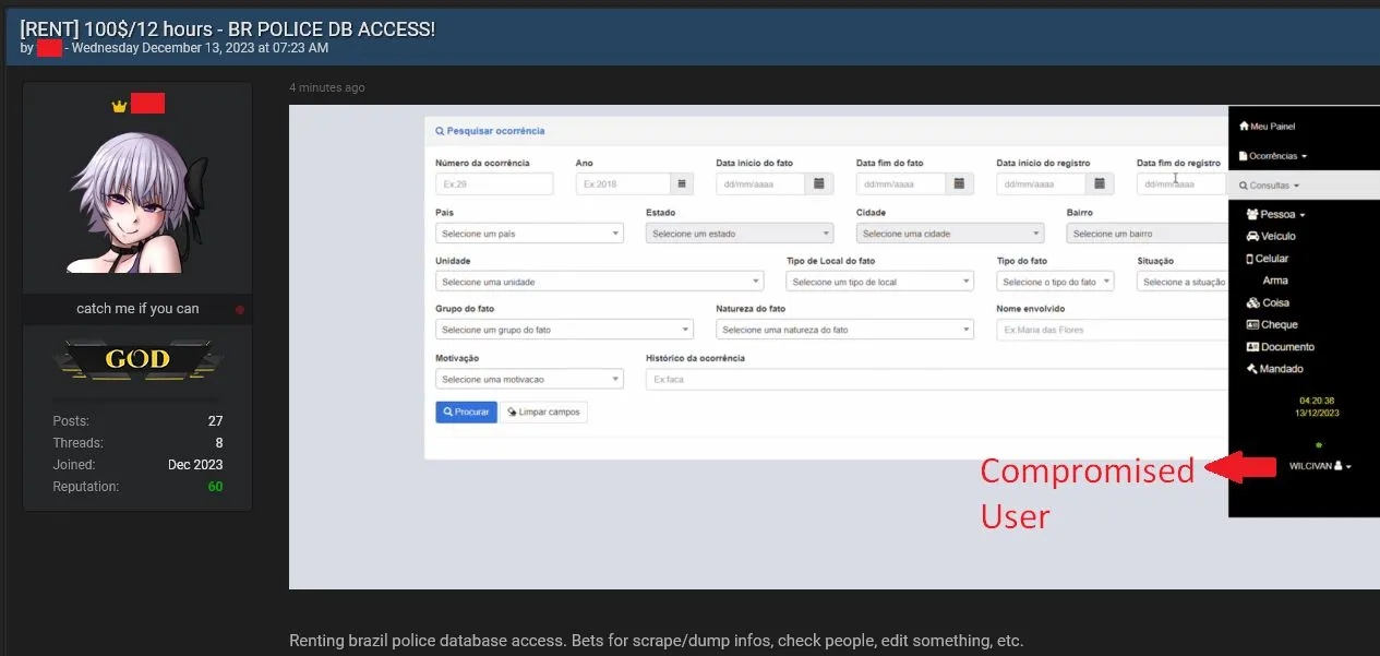 Hacker Uses Infostealer Data to Gain Access to Brazil’s Police Portal.