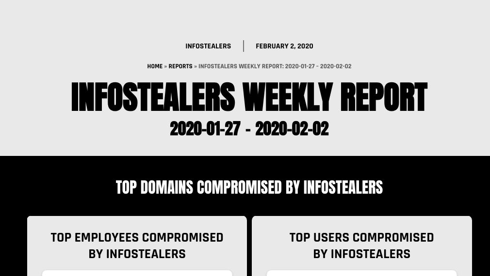 Infostealers Weekly Report: 2020-01-27 – 2020-02-02