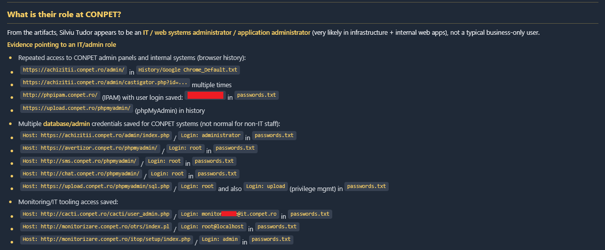 Determining role and sensitive access