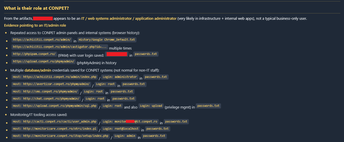Determining role and sensitive access