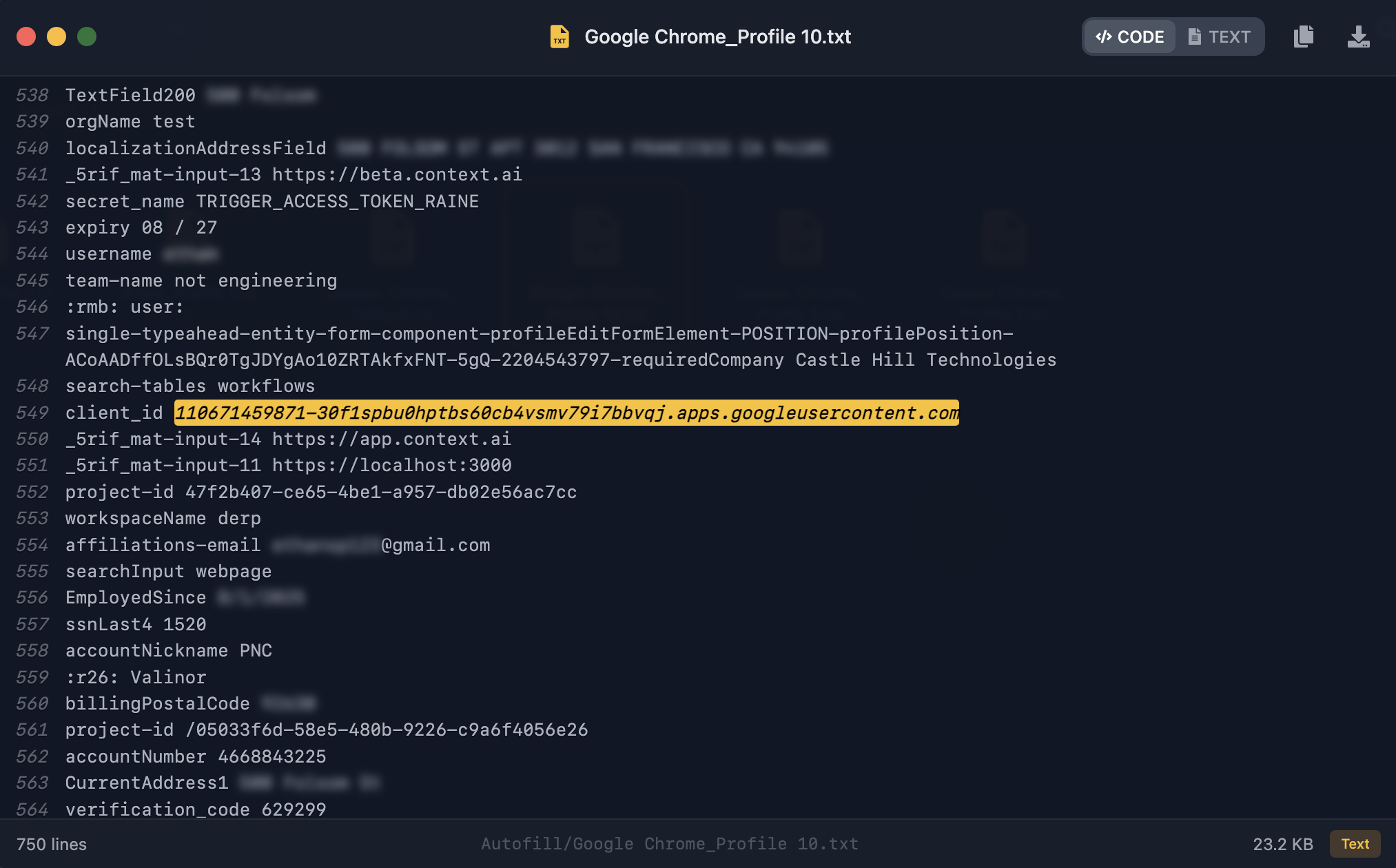 Google OAuth Client Identifier