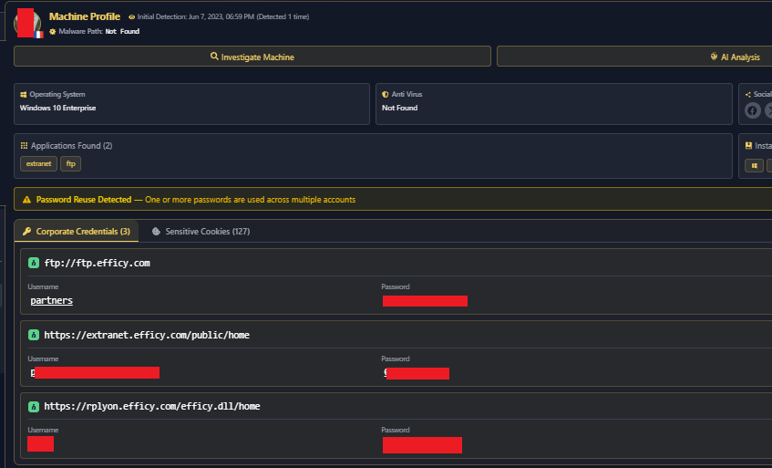 Efficy Infostealer Logs