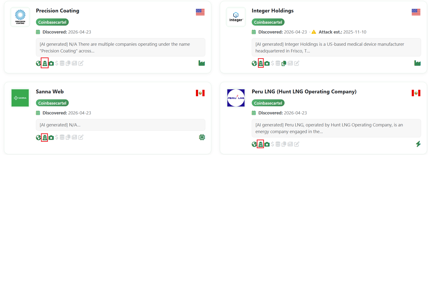 Ransomware.live integration icons