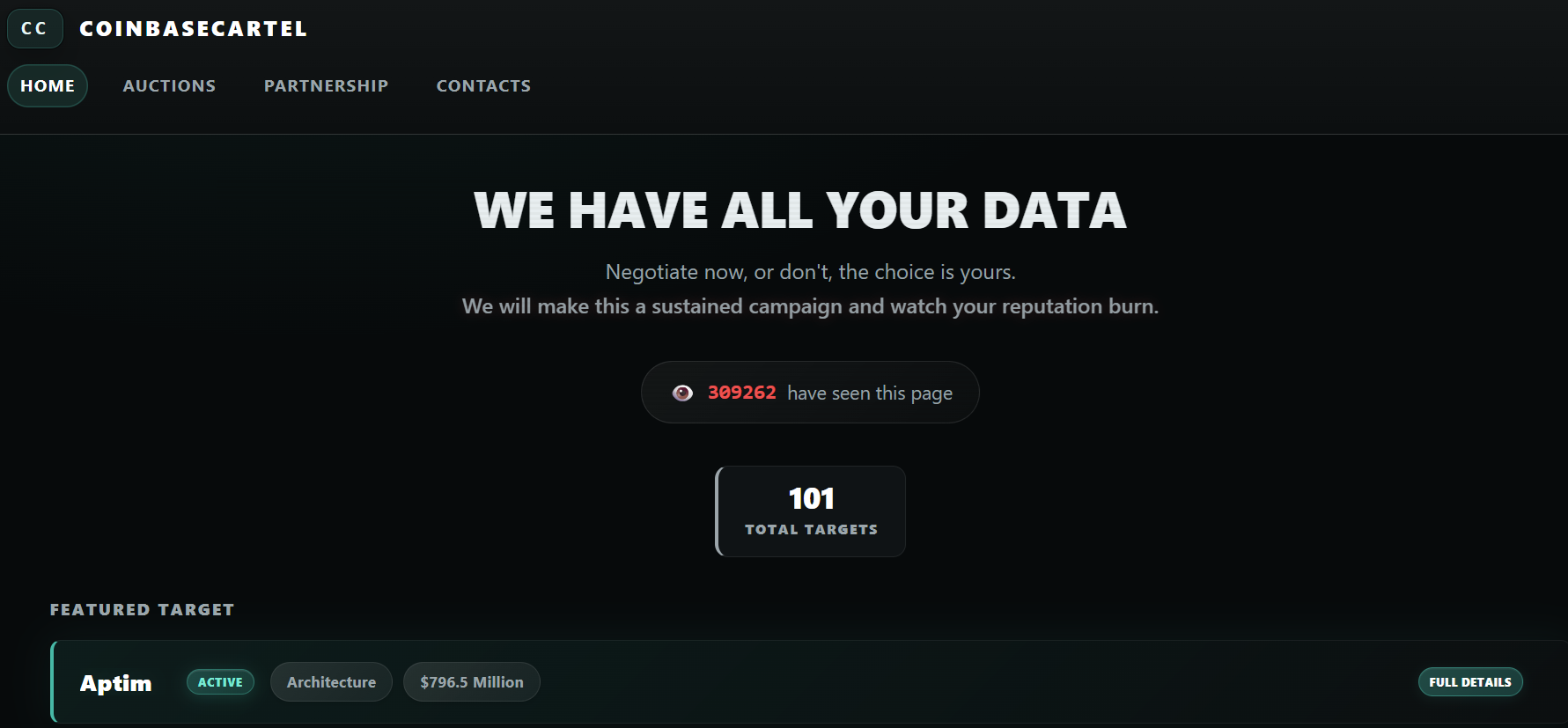Coinbase Cartel Tor Website Overview