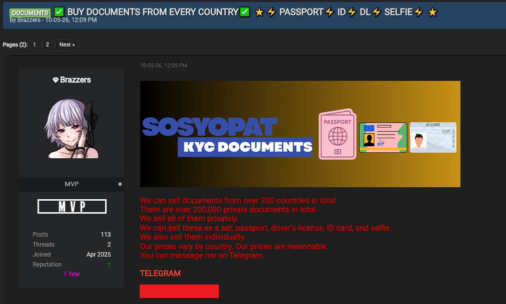 Hackers selling passports for identity fraud