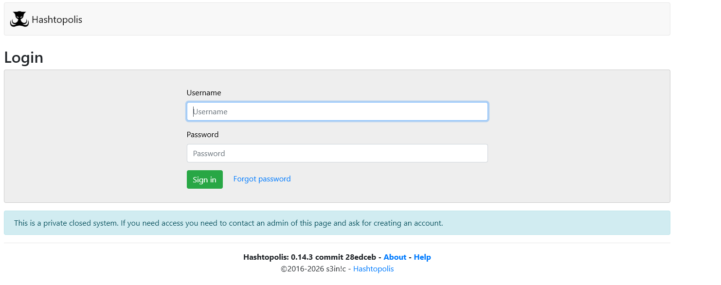 Login page to the Hashtopolis portal of the hacker's server