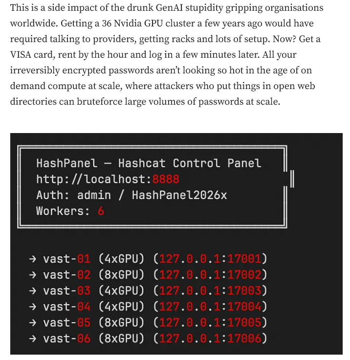 Snippet from Kevin Beaumont's blog on FortiBleed and GPU usage