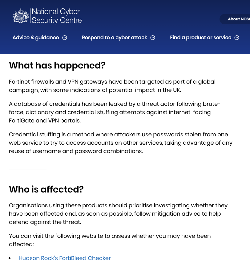 National Cyber Security Centre guides impacted companies to use Hudson Rock's lookup tool