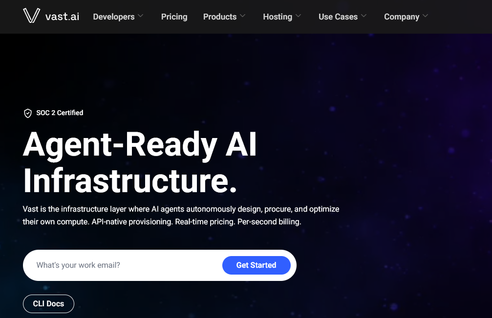Vast.ai GPU Rental Interface showing available high-end compute instances