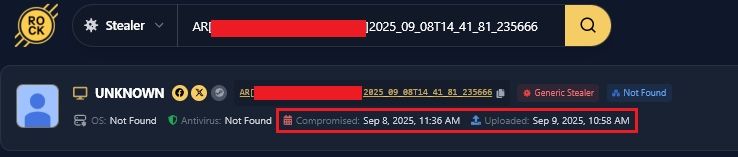 Details of the Infostealer Infection from Hudson Rock's database