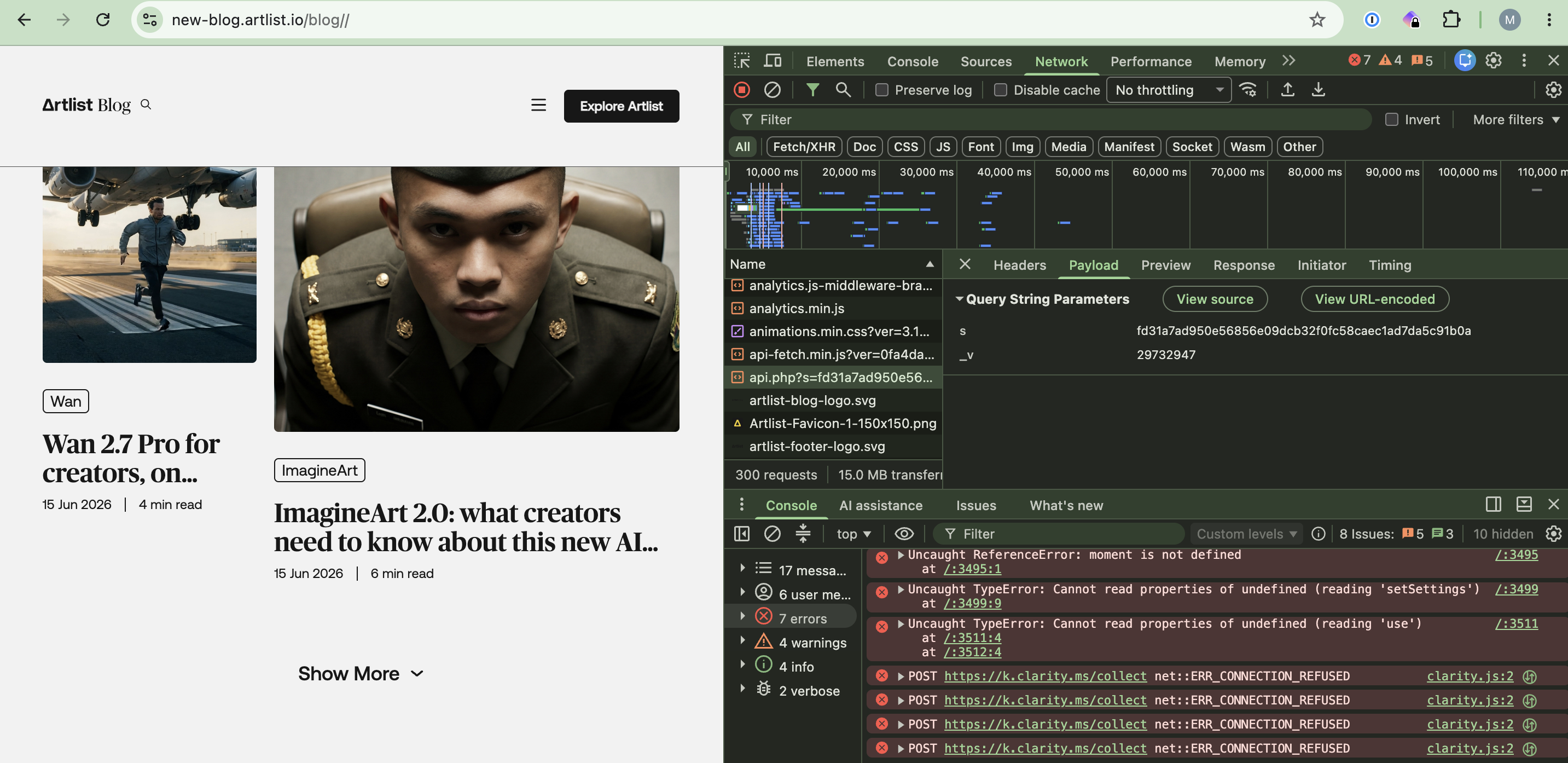 Injected script fetching the ClickFix payload