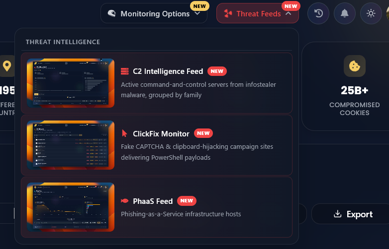Overview of the Threat Feeds monitoring options
