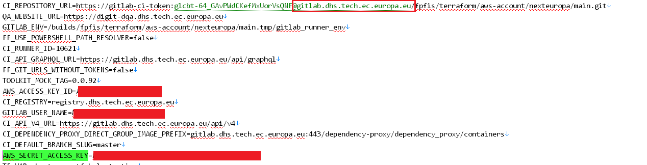 European Commission GitLab Runner variables