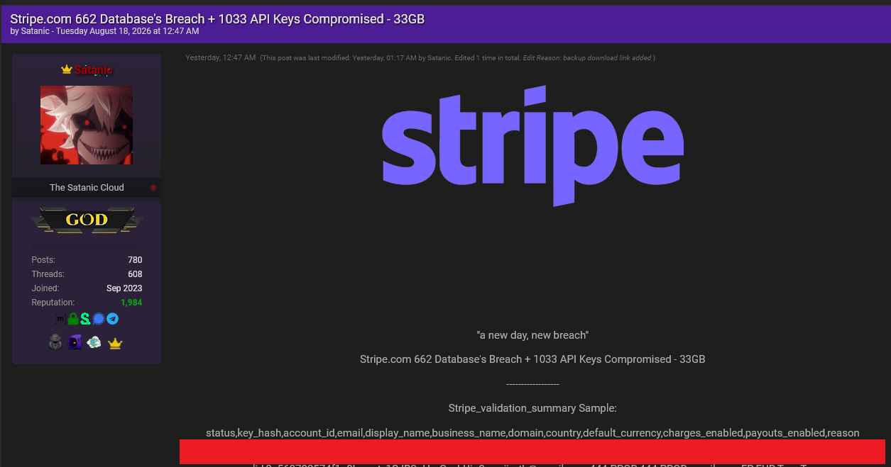 Analyzing Stripe Breach: Confirmed Vendor Exposure and Claims of 20,000 Compromised APIs