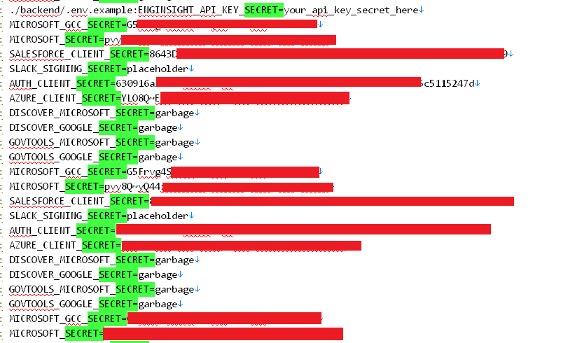 Various API Secrets and Tokens