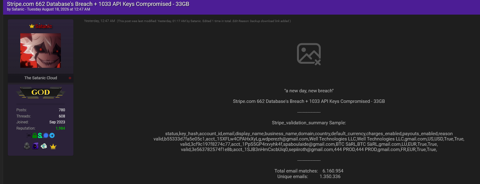 Analyzing Stripe Vendors Breach: Confirmed Vendor Exposure and Claims of 20,000 Compromised APIs