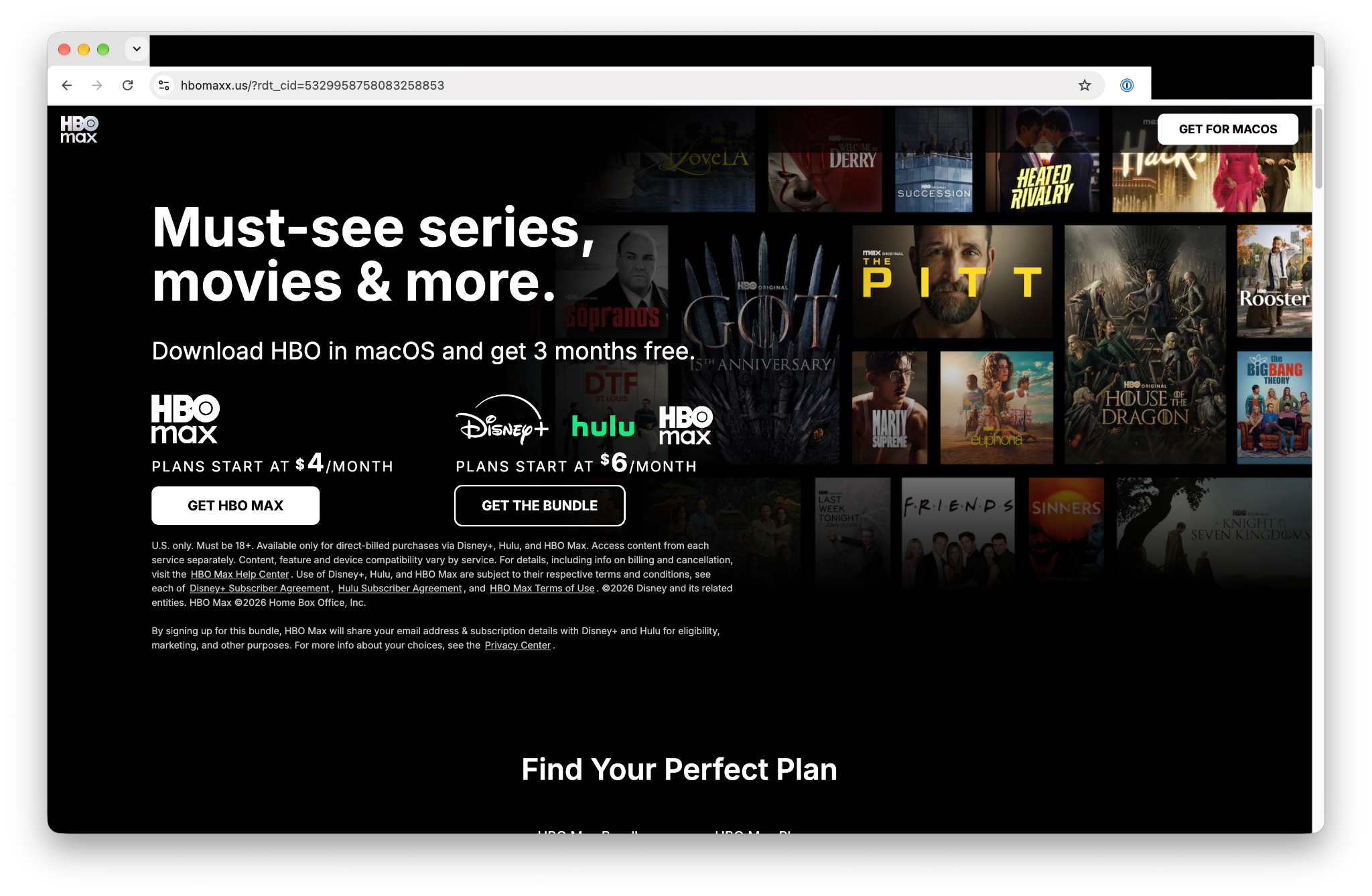 Fake HBO Max landing page at hbomaxx.us